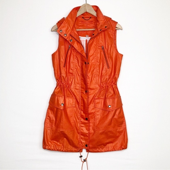 Tyler Boe Orange rain, slicker zip snap front hooded vest - Picture 9 of 9